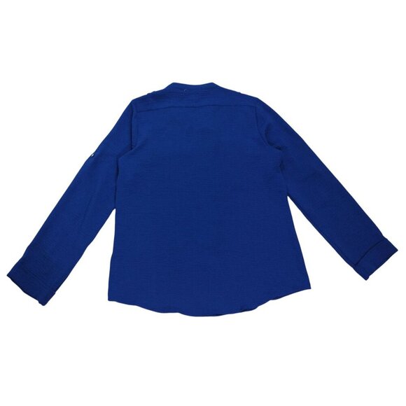 Calvin Klein Womens Royal Blue Long Sleeve Textured Button-Down Blouse M, NWT. - Picture 2 of 7